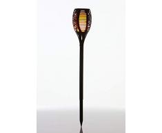 Flower Power - Torcia LED da esterni, a energia solare, in plastica, 15,5 x 15,5 x 30,5 cm, colore: Nero