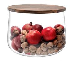 LSA International City Ciotola con Coperchio in Legno di Noce, Vetro, Trasparente, 32Â cm