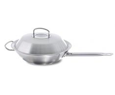 Fissler Original,Profi Collection Padella wok in acciaio inox 30 cm, grande padella wok senza rivestimento, padella di ispirazione asiatica con coperchio in metallo, anche a induzione