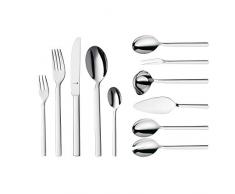 WMF Lyric - Set di posate per 12 persone, 66 pezzi, 60 pezzi con posate da portata, coltello monoblocco in acciaio inox Cromargan protect lucido, resistente ai graffi, lavabile in lavastoviglie