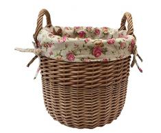 Red Hamper Cesto di Lino di Vimini Larga con Un Rivestimento di Rosa del Giardino