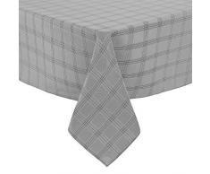 Deconovo - Tovaglia Effetto Lino, Impermeabile, per Sala da Pranzo, Poliestere, Nero, Bianco, 130 x 280 cm