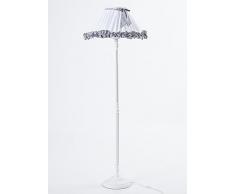 DiKasa Lampada A Stelo Shabby Tessuto Base Legno D.38H150