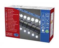 Konstsmide 3680Â âÂ 207Â Catena luminosa LED diodi con piccoli e grandi rotonde per esterni (IP44)/certificato VDE/24Â V trasformatore esterno/80Â diodi a luce bianca fredda/cavo nero