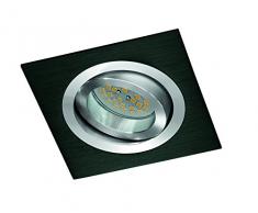 CristalRecord Helium - Kit di faretto da incasso, quadrato, portalampade e lampadina, GU10, 7 W, luce neutra, 4200° K, colore nero