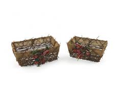 Villa dEste Home Tivoli 2423180 Wood Set 2 Cestini Rettangolari con Bordo Marrone, Polyrattan, Taglia Unica