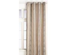 Home Maison 09376-8-AL Tenda in Tessuto Jacquard con Occhielli, 140 x 260 cm, Taupe/Argent, 140 X 260