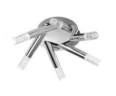 WOFI PLAFONIERA per Spa Line, 6 luci serie Midu colore 6 x LED/5 W, 45, diametro 6 x 14, 6 x 45, 6 x 45, 6 cm, 3000 K, 430 lm, classe di consumo energetico A + vetro acrilico con decorazione a bollicine PLAFONIERA da bagno