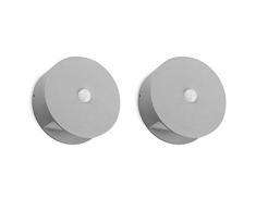 Smartwares - Lampada LED da parete per esterni, senza fili, a batteria, con sensore di movimento, 60 lumen, 2 pezzi, in alluminio, 0,5 W, grigio, 9,6 x 9,6 x 4 cm