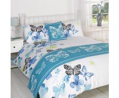 Dreamscene Polilla copripiumino biancheria da letto in una borsa cuscino runner, blu/bianco/nero, doppio