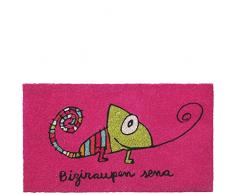 laroom Zerbino Motivo biziraupen Sena, Jute And Base Antiscivolo, Rosa, 40Â x 70Â x 1.8Â cm