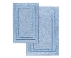 Superior - Set di tappeti per Il Bagno Antiscivolo in Cotone, 2 Pezzi, Blu Chiaro