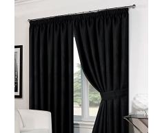 DreamsceneÂ âÂ Basket Weave Tenda termica nastro Top Tende con fermatenda, Nero, 168Â x 183Â cm