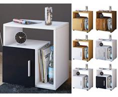 VCM - Comodino Hewilo, 55 x 50 x 30 cm, Colore: Bianco/Nero