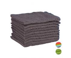 Relaxdays Set 10 Panni in Microfibra, 40x30, Strofinacci in Microfibra, per superfici Diverse, Lavabili, Morbidi, Grigio