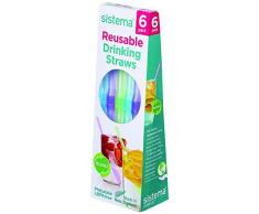 Sistema Reusable Drinking Straws 6 Pack Cannucce, Polipropilene, Assorted, One