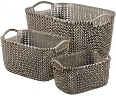 CURVER Knit 3L/8L/19L - Cestino portaoggetti in plastica, Colore: Marrone Scuro