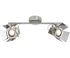 Brilliant G08913/15 Movie - Plafoniera con 2 luci LED, metallo/NC, GU10, 5 W, cromata