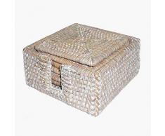 Better & Best Washing Set di 6 sottobicchieri in rattan lavato, quadrati, dimensioni: 12,5 x 12,5 x 6 cm