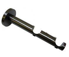 Gardinia Supporto a Doppio Binario con Piastra per Asta per Tende, Supporto per 2 aste, Aperto, Kit Montaggio Incluso, Serie Chicago, 20 mm Diametro, Titanio