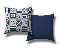Cuscino Double-Face Marino 94/98, Misura 43x43. Perfetto per interni ed esterni della casa. Federa con zip imbottitura soffice inclusa