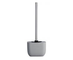 Wenko - Porta-rotolo con porta-scopino water, Plastica, Grigio, 41.0x1.0x15.5 cm