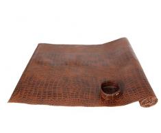 SIGNATURE HOME COLLECTION AP-174-A01 - Striscia centrotavola, in Pelle Stampa Coccodrillo, Lavabile, 150 x 40 cm, Colore: Marrone Chiaro