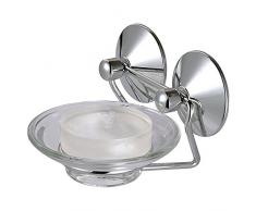 MSV 140.319 Portasapone Rotonda, Supercoppe di aspirazione e Cromato Metal/PVC / Cromato, 9,5 x 10,5 x 6 cm