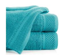 Eurofirany Carlo Set Bagno, Asciugamano da Sauna, Assorbente, 100% Cotone 580 g/m2, di Alta qualitÃ , Confezione da 3 e 6 Pezzi, Turchese, 70 x 140 cm