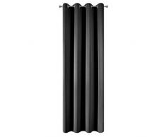 Design91 - Tende oscuranti con 8 Occhielli, morbide, per cameretta dei Bambini, Soggiorno, 135 x 250 cm, Colore: Nero