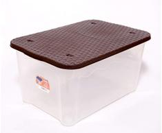 House&Style Vulcano Contenitore Rattan Extralarge, Marrone, 60 x 40 x 30 cm