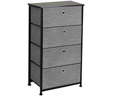 Gr8 Home - Cassettiera in Legno Nero Grigio con Struttura in Metallo a 4 Ripiani, cassettiera, armadietto, Armadio, corridoio