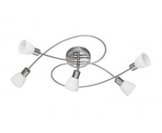 Trio Leuchten Trio 671510507 Carico Plafoniera LED, 5x3.5 Watt, Nichel Opaco/Bianco Spazzolato, 73x34.5x21.5 cm G9, 3.5 W, Deckenleuchte