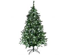 WeRChristmas Albero di Natale Pre-Illuminato, Punta Satinata, 195 cm, con luci a LED Bianche, Verde, 6.5 Feet