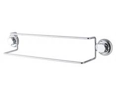 COMPACTOR Portasciugamani Bagno Doppio, Fissaggio a Ventosa, Fino a 12 Kg, Acciaio Cromato Antiruggine, 60.6 x 12.5 x H.10 cm, RAN7802