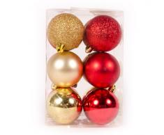 WeRChristmas - Confezione da 12 Palle di Natale per addobbi, Colore: Rosso/Oro