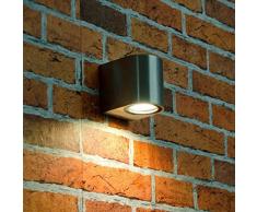 Compatto esterno della parete della lampada Aalborg in acciaio inossidabile/1Â X GU fino a 35Â W 230Â V IP44/Resistente alle intemperie/Faretto da parete della lampada per la parete di casa cortile giardino