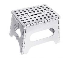 ASAB, Piccolo Sgabello Pieghevole in plastica Multiuso, Antiscivolo, Pieghevole, Facile da riporre in Cucina, carico Massimo 150 kg-25 x 21 x 21 cm, Bianco, Standard