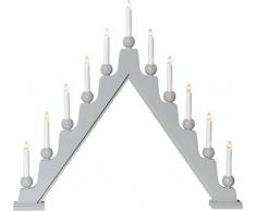 Star - Candelabro da finestra in legno, colore: Bianco/Grigio