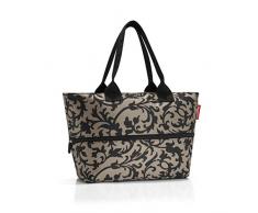 Reisenthel Shopper e1, Borsa per la Spesa con Chiusura Zip, Ampliabile, Baroque Taupe/Fantasia Marrone Chiaro-Nero, RJ7027