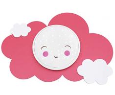 Elobra bambini Lampada Nube Smile Star Light effetto LED soffitto lampada per bambini, colorazione regolazione bar, Legno, Altrosa, Bianco, 75Â x 50Â x 10Â cm