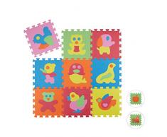 Relaxdays 10023481_822 Tappeto Bambini Puzzle, Tappetino Gioco Bimbi, Gommapiuma EVA, Atossico, BPA-Free, 90x90 cm, Animali, Colorato