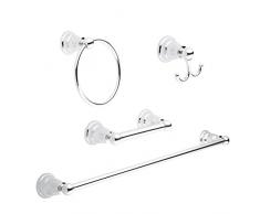 AmazonBasics - AB-BR842-PC, set di accessori da bagno, 4 pezzi, cromato lucido