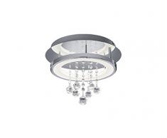 Trio Leuchten Trio 657211206 Dorian Plafoniera LED, 1x12 Watt, Cromo/Trasparente Chiaro/Bianco, 35 cm, 35 x 35 x 27.5 cm