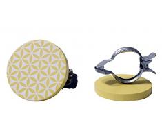 Homemaison 991715Â Set di Due mollette per Tenda, Motivo a mattonella, in Resina, 6 x 1 cm, Resina, Giallo, 6x1x1 cm