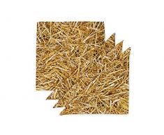 FOONKA - Tovaglioli in Cotone Paglia, 36 x 36 cm, Set da 4 Pezzi, 100% Cotone, Beige e Marrone