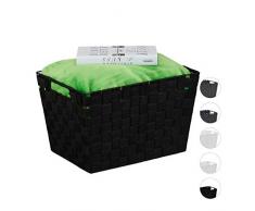 Relaxdays Cestino Portaoggetti, con Manici, Contenitore per Scaffali e Armadi, Plastica, HLP 22 x 35 x 25,5 cm, Nero, PP, Metallo, 1 Pz