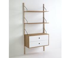 Wink design Libreria a Montanti a Parete con 2 Ripiani e 1 Cassettiera ALESSANDRIA, Legno, Marrone, 85x35x180 cm