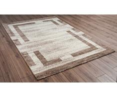 Serdim Rugs Tappeto Moderno per Soggiorno, Design Geometrico, Extra Morbido, Altezza 11 mm, Color Crema e Argento (Crema, 80 x 150 cm)