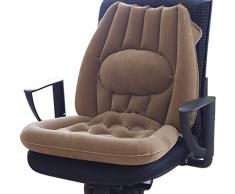 GHZ-Matra - Cuscino Gonfiabile con Supporto Lombare, in PVC e Velluto, 23 x 18,5 x 3 cm, Colore: Marrone